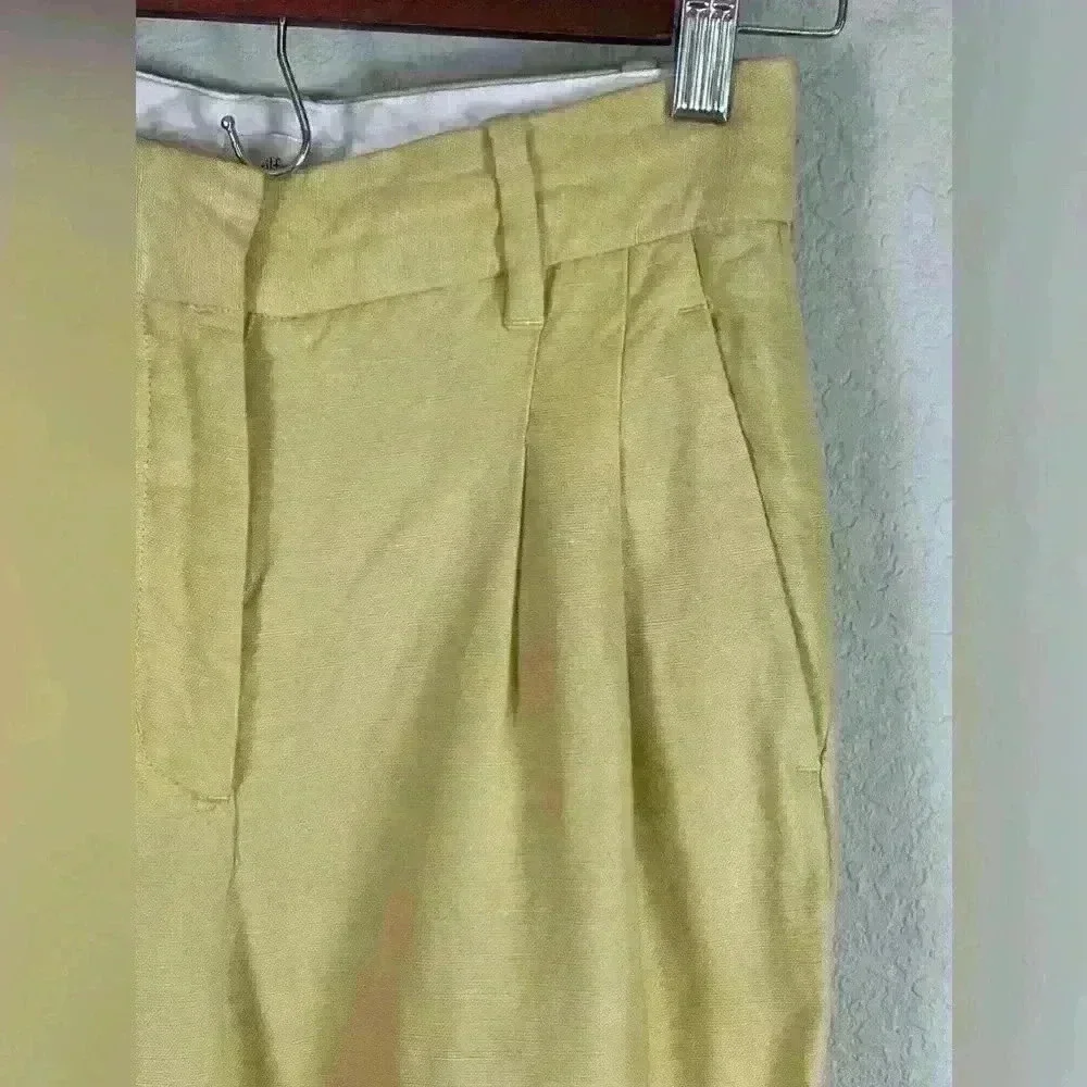 Wilfred Aritzia Yellow Linen Blend Wide Leg Pant Women's Size 00